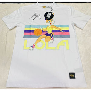 LOONEY TUNES MEN'S LOLA BUNNY STRIPED PASTEL WHITE TEE SHIRT SIZE MEDIUM